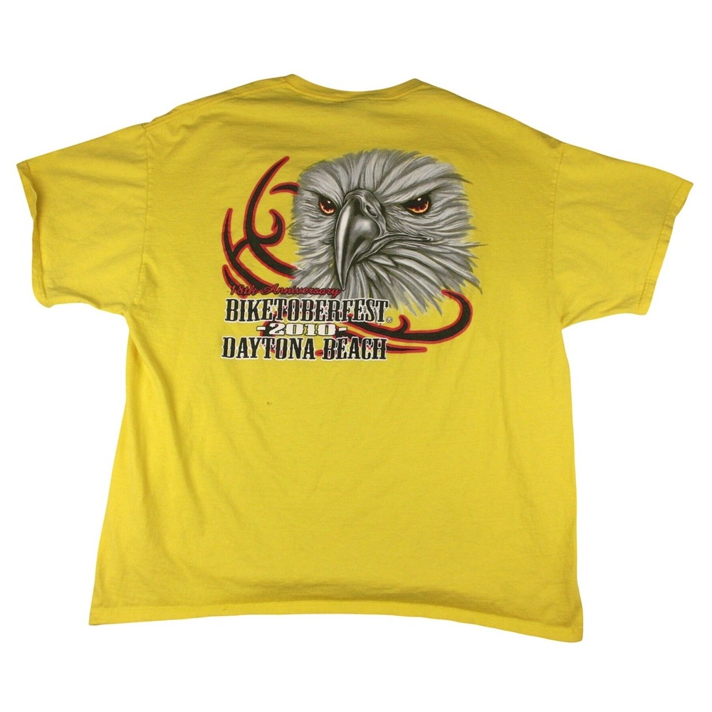 Biketoberfest 2010‎ Daytona Beach T Shirt 2XL Yellow Eagle Biker Rally